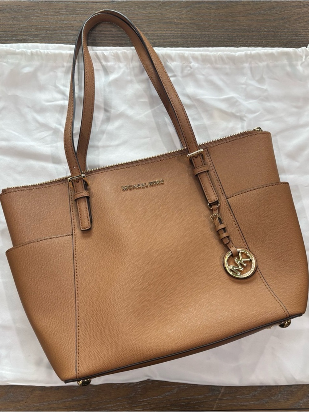 Michael Kors | Cognac Saffiano Leather Tote with Gold Hardware